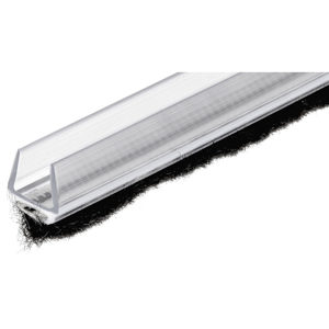 Rigid clear PVC extrusion with dust pile insert for Glass Door