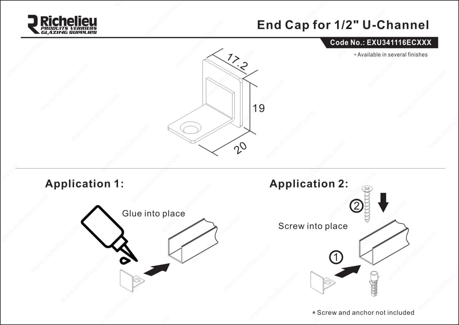 Deluxe End Cap for U-Channel - Richelieu Glazing Supplies